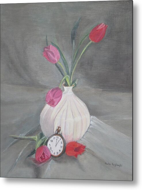 Tulips Metal Print featuring the painting Time For Spring by Paula Pagliughi