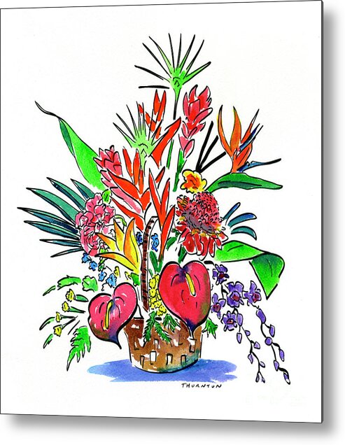 Tropical Metal Print featuring the painting Tropical Basket by Diane Thornton
