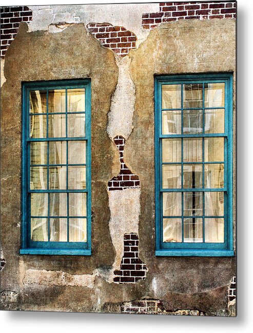 Charleston Metal Print featuring the photograph Twin Windows In Charleston by Gary Slawsky