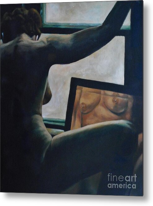 Figure Study Metal Print featuring the painting Upon Reflection by M Bellavia