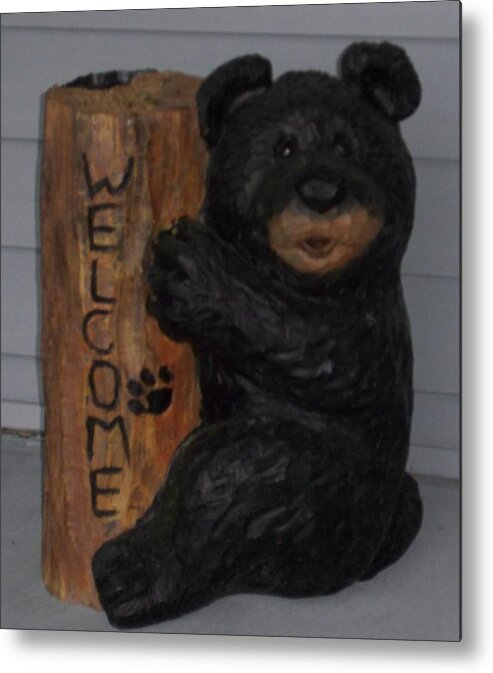 Welcome Metal Print featuring the photograph Welcome Bear by John Mathews