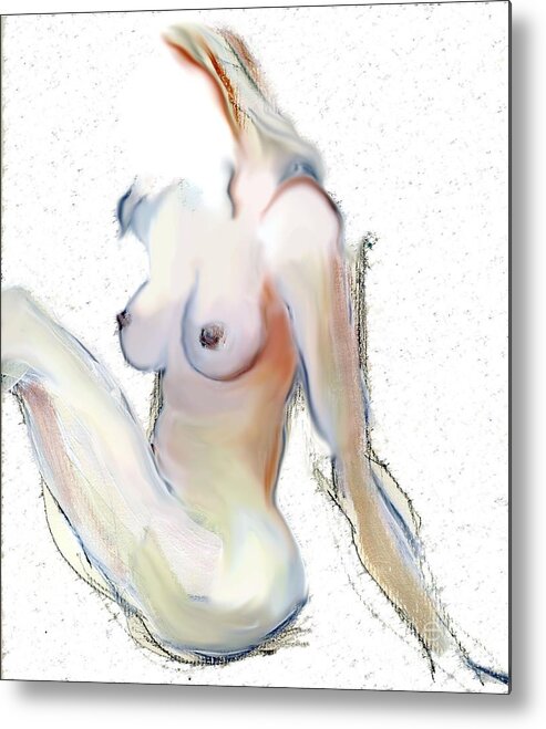 Female Nude Metal Print featuring the mixed media Wild - female nude by Carolyn Weltman