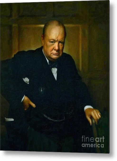 Landmark Metal Print featuring the painting Winston Churchill by Celestial Images