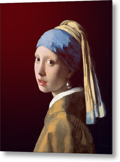 Johannes Vermeer Painting Metal Print featuring the painting Young Lady by David Bridburg