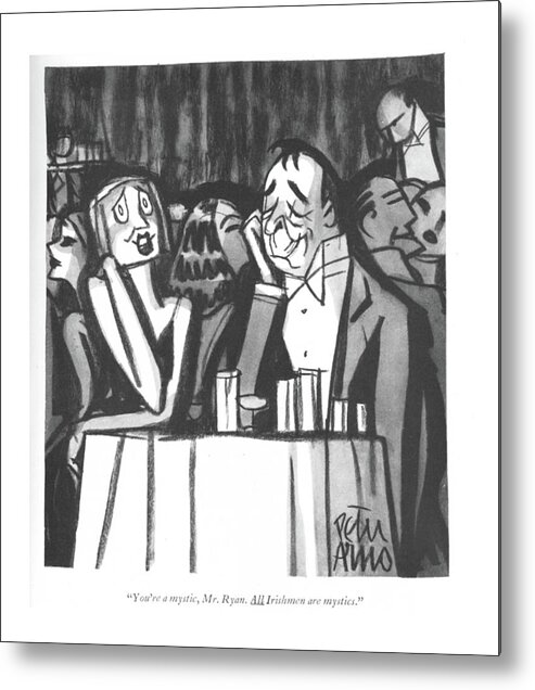 108731 Par Peter Arno Metal Print featuring the drawing You're A Mystic by Peter Arno
