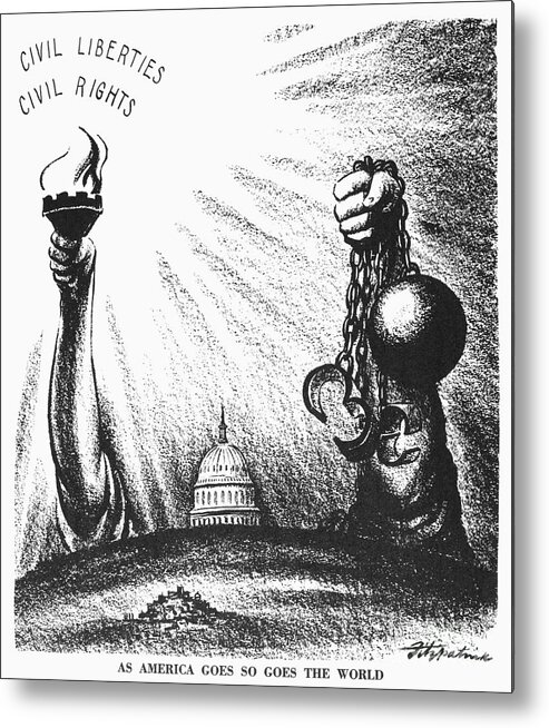 1953 Metal Print featuring the photograph Civil Rights Cartoon, 1953 by Granger