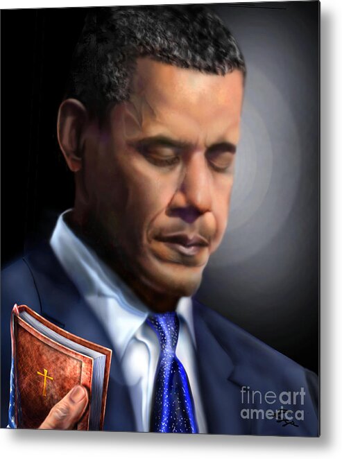 President Of The Usa Metal Print featuring the painting In Jesus Christ Name by Reggie Duffie