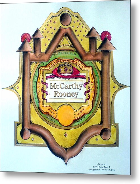 Ahonu Metal Print featuring the painting McCarthy-Rooney Family Crest by AHONU Aingeal Rose