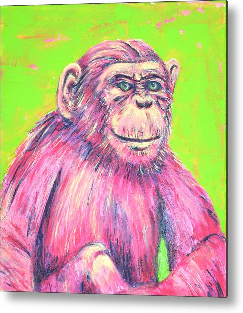 Monkey Metal Print featuring the painting Pink Monkey by Suzan Sommers