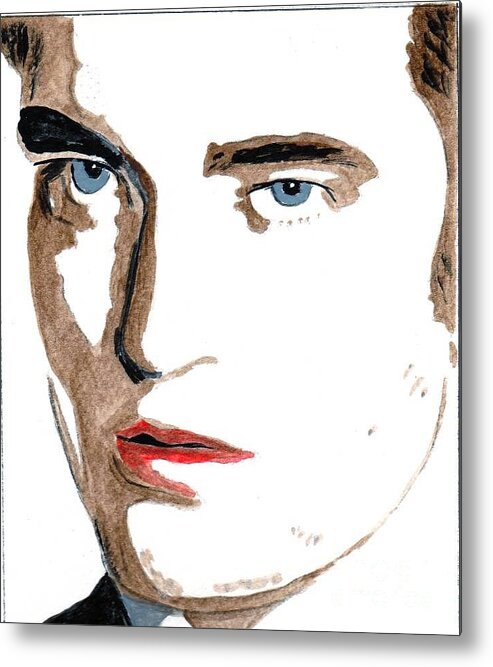Robert Pattinson Filmstar Famous People Movies Faces Metal Print featuring the painting Robert Pattinson 25 by Audrey Pollitt