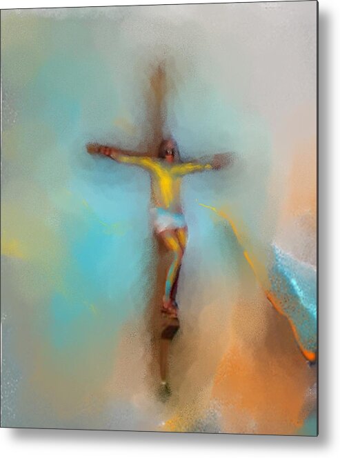 Jesus Christ Jesus Christ Abstract Painting Metal Print featuring the painting The Savior by Larry Cirigliano