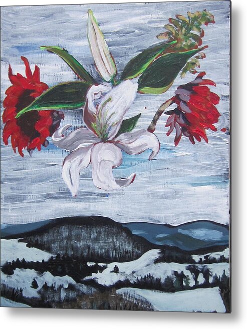 Floral Metal Print featuring the painting Winter Flowers by Tilly Strauss