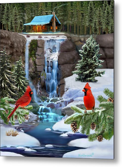 Red Cardinals Metal Print featuring the digital art The Cardinal Rules by Glenn Holbrook