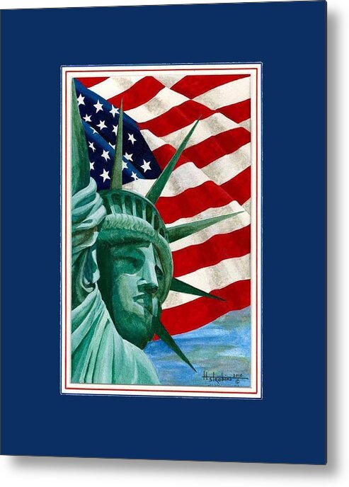 Statue Of Liberty Metal Print featuring the painting Liberty #3 by Herb Strobino