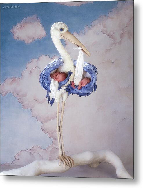 Baby Metal Print featuring the photograph Mother Stork by Anne Geddes