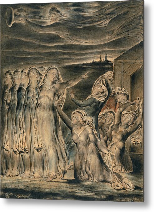 William Blake Metal Print featuring the drawing The Parable of the Wise and Foolish Virgins by William Blake
