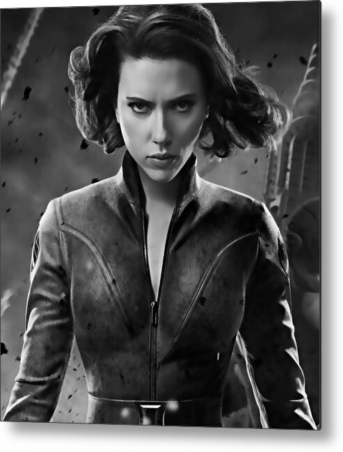 Scarlett Johansson Metal Print featuring the mixed media Scarlett Johansson Black Widow Collection #4 by Marvin Blaine