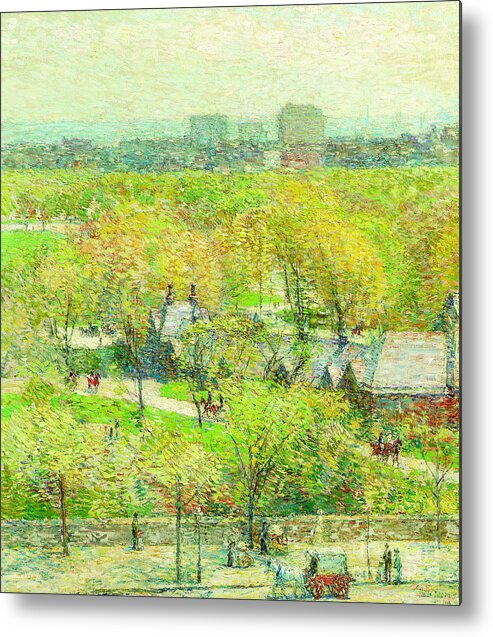 Across The Park Metal Print featuring the painting Across the Park by Childe Hassam