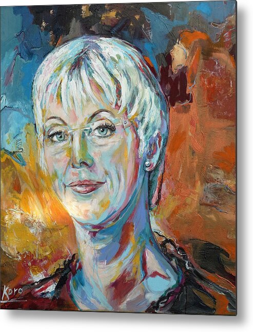 Portrait Metal Print featuring the painting Annette by Koro Arandia