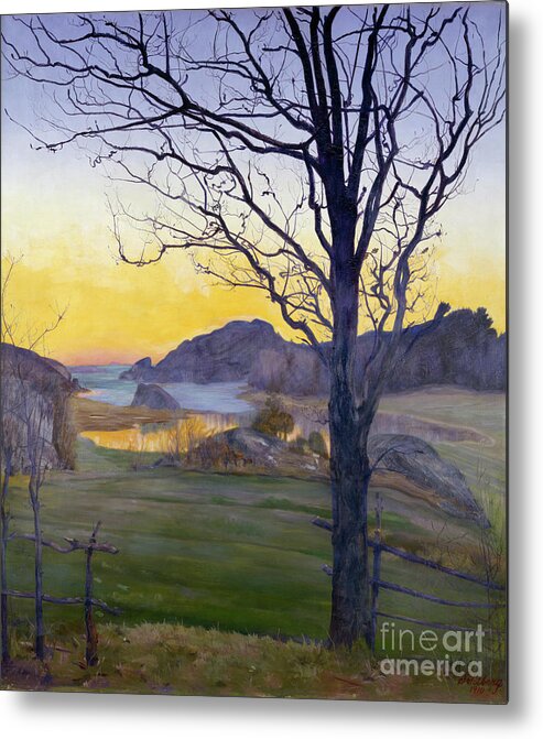 Harald Sohlberg Metal Print featuring the painting Autumn landscape by Harald Sohlberg