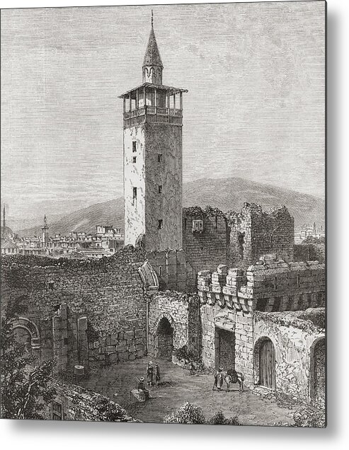 Ancient Metal Print featuring the drawing Bab Sharqi, The Eastern Gate, Damascus by Vintage Design Pics