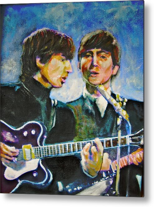 Beatles George And John Metal Print featuring the painting Beatles George and John by Leland Castro
