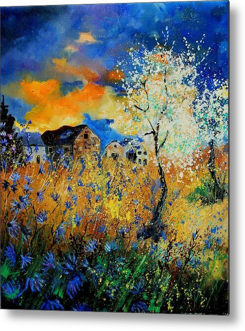 Poppies Metal Print featuring the painting Blooming trees by Pol Ledent