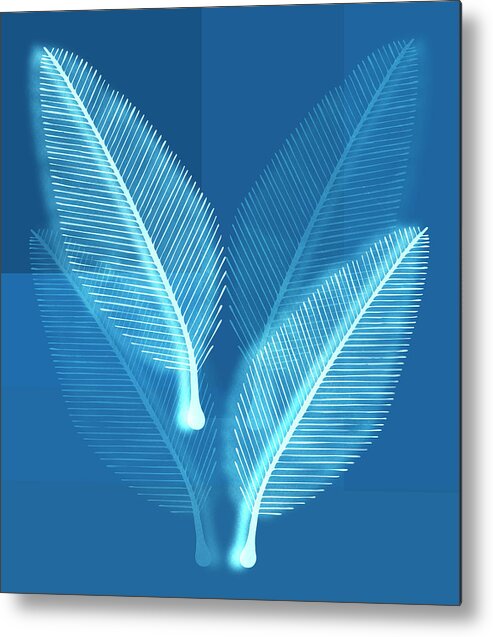 Frank Tschakert Metal Print featuring the painting Blueprint Leaves by Frank Tschakert