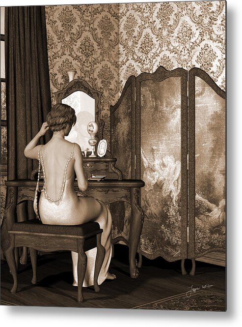 Vintage Metal Print featuring the digital art Boudoir Reflection by Jayne Wilson