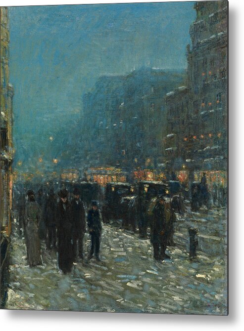Childe Hassam Metal Print featuring the painting Broadway and 42nd Street by Childe Hassam