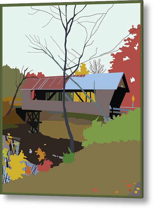 Landscape Metal Print featuring the painting Bump Bridge by Marian Federspiel