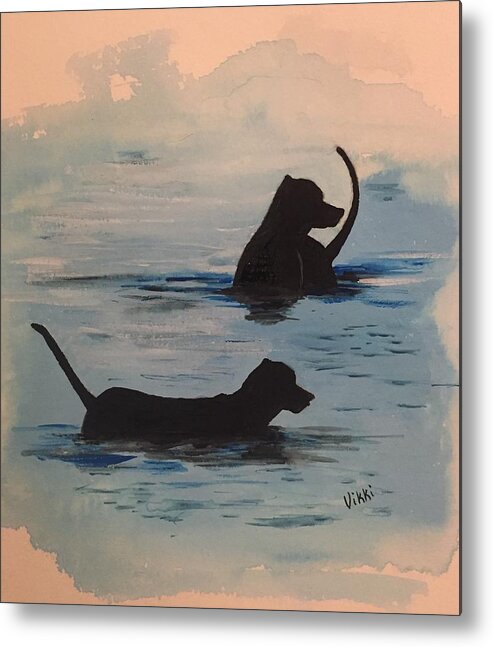 Dogs Metal Print featuring the painting Cooling Off by Vikki Angel