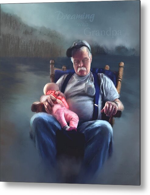Dreams Metal Print featuring the painting Dreaming With Grandpa by Susan Kinney