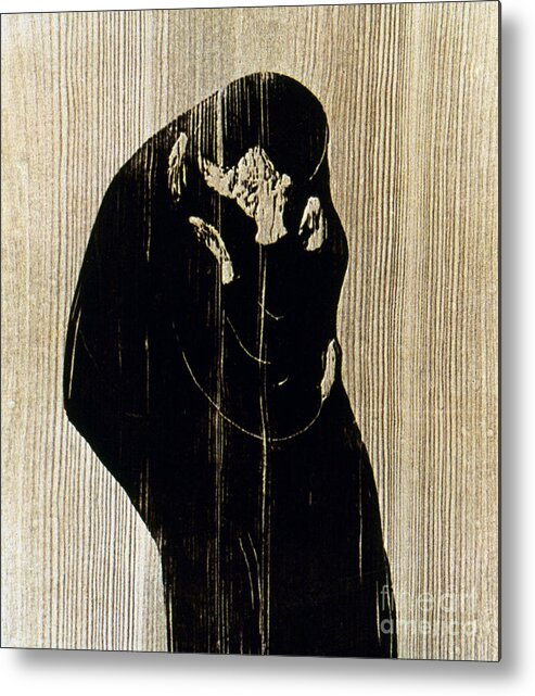 1897 Metal Print featuring the drawing The Kiss #10 by Edvard Munch
