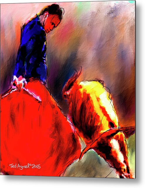 Bull Fighting Metal Print featuring the painting El Matador by Ted Azriel
