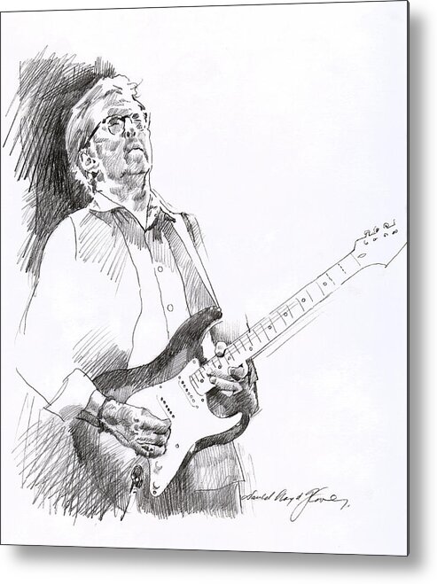 Drawing Metal Print featuring the drawing Eric Clapton Joy by David Lloyd Glover