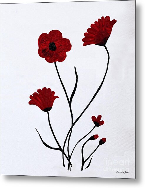 Abstract Metal Print featuring the painting Expressive Abstract Poppies A61516 by Mas Art Studio