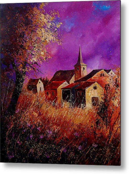 Village Metal Print featuring the painting Fall in Ardennes by Pol Ledent