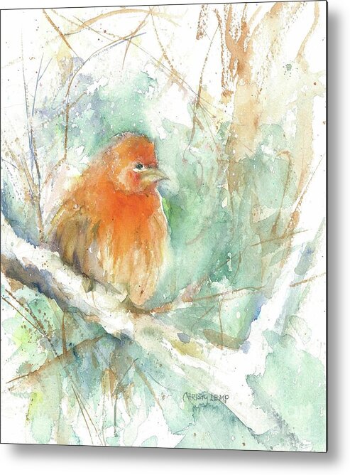 Bird Metal Print featuring the painting Fluffy Finch by Christy Lemp