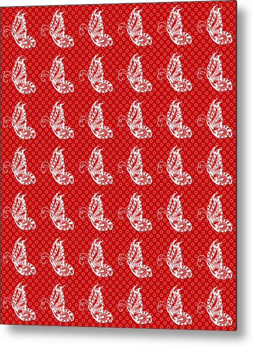 Butterfly Metal Print featuring the digital art Fluttering Butterflies - Red and White 2 by Shawna Rowe