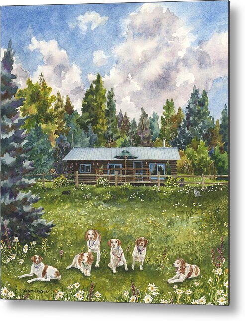 Dog Painting Metal Print featuring the painting Happy Dogs by Anne Gifford