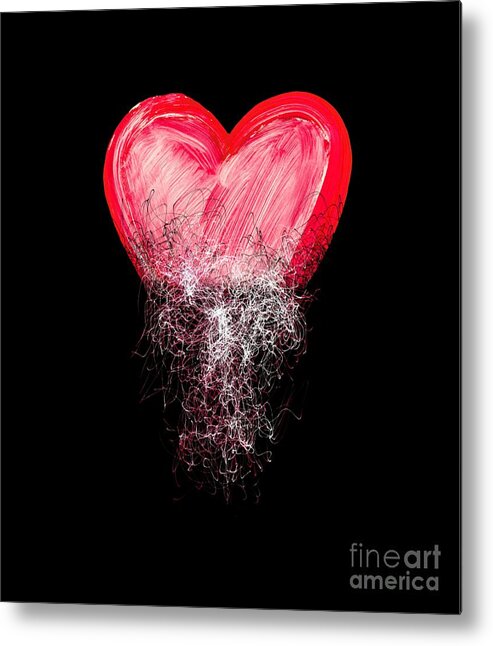 Heart Metal Print featuring the digital art Heart painted from tangle of scribbles by Michal Boubin