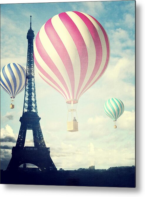 Hot Air Balloon Metal Print featuring the photograph Hot Air Balloons in Paris #1 by Marianna Mills