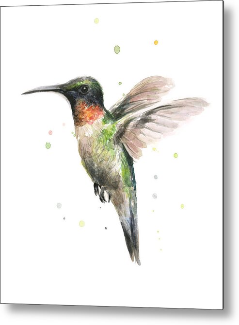Animal Metal Print featuring the painting Hummingbird by Olga Shvartsur