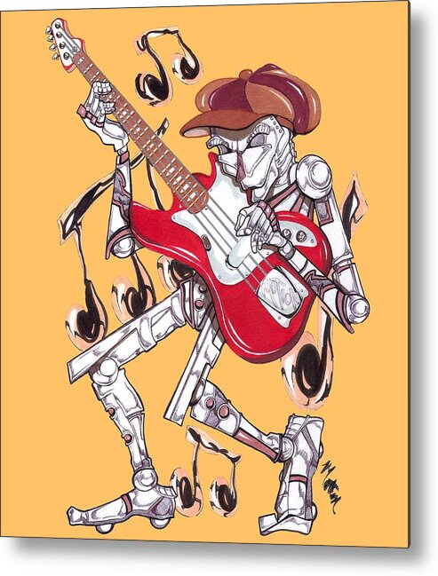 Robots Metal Print featuring the mixed media Jazzmen Bass Player by Demitrius Motion Bullock