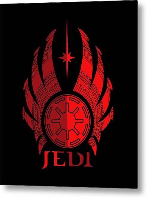 Jedi Metal Print featuring the mixed media Jedi Symbol - Star Wars Art, Red by Studio Grafiikka
