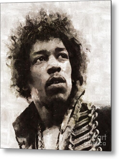 Hollywood Metal Print featuring the painting Jimi Hendrix, Legend by Esoterica Art Agency