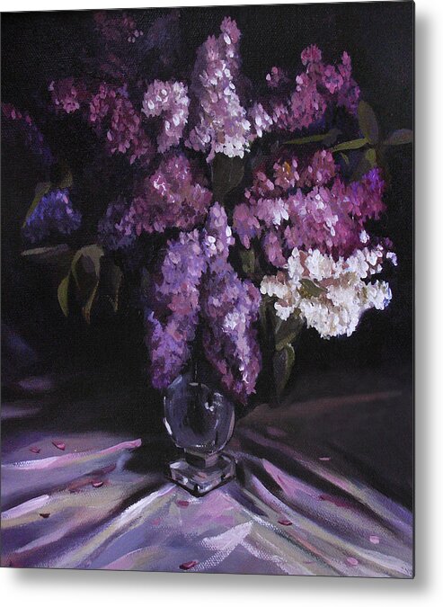 Floral Metal Print featuring the painting Lilacs by Nancy Griswold
