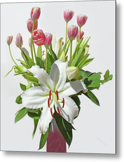 Flowers Metal Print featuring the photograph Lilies And Tulips by Carl Deaville