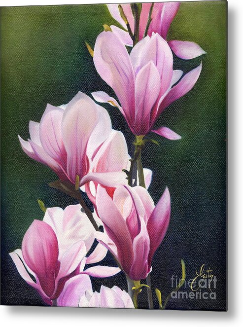 Flowers Metal Print featuring the painting Magnolia Celebration I by Daniela Easter